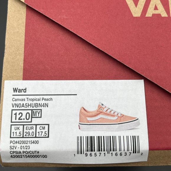 Vans Ward Little Girls Canva Skateboard Sneaker Size 12 Low Top Lace Up Shoes - Picture 12 of 16